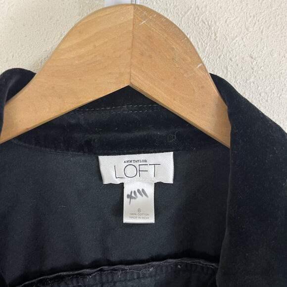 Y2K Ann Taylor Loft Structures Velvet Blazer Size 6 Black Witchy Whimsigoth - Picture 5 of 5